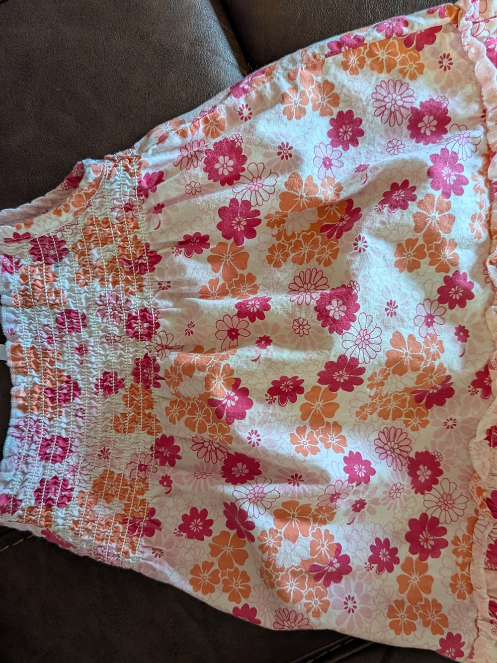 Old Navy Pink & Orange Floral Smocked Sundress
